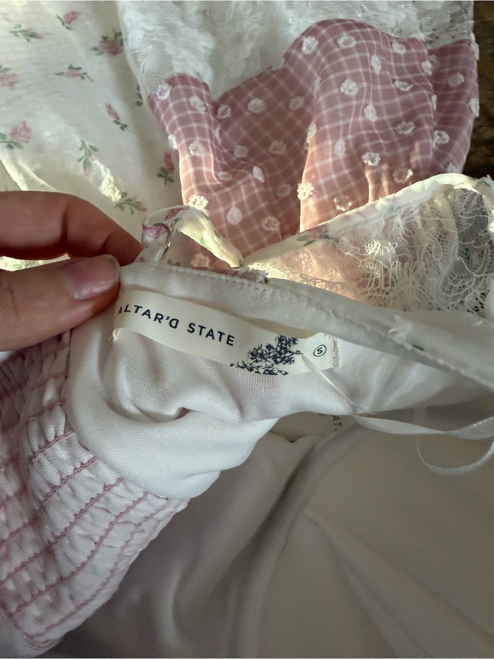 Altar'd State Pink & White Lace Sleepwear Dress - Picture 6 of 7